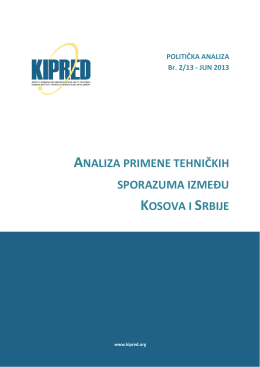 analiza primene tehničkih sporazuma izmeðu kosova i srbije