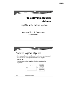 Osnove logičke algebre - Vanr.prof.dr. Lejla Banjanović
