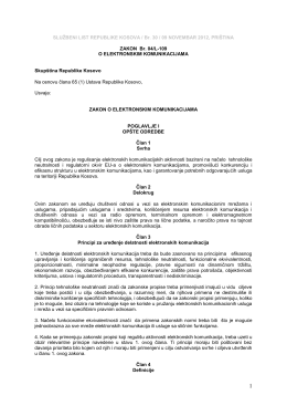 Zakon Br. 04/L-109 o Elektronskim Komunikacijama