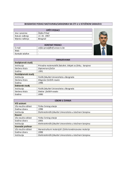 Dr Željko Pržulj - Elektrotehnički fakultet Istočno Sarajevo