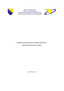 godišnji izvještaj regulatorne agencije za komunikacije za 2013