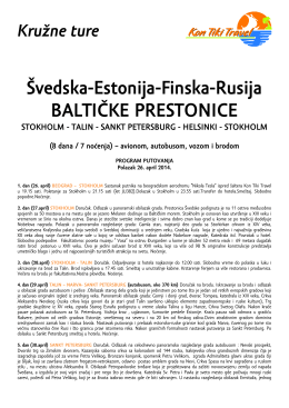 Švedska-Estonija-Finska-Rusija BALTIČKE PRESTONICE