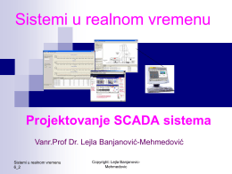 Projektovanje SCADA sistema - Vanr.prof.dr. Lejla Banjanović