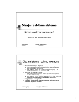 Dizajn real-time sistema - Vanr.prof.dr. Lejla Banjanović