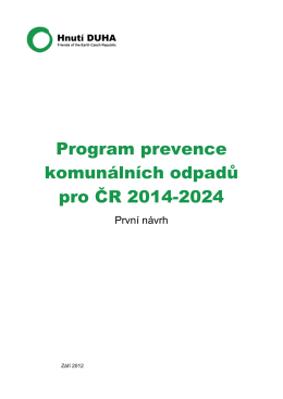 Program prevence komunálních odpadů pro ČR 2014