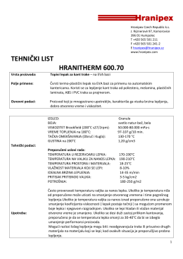 TEHNIČKI LIST HRANITHERM 600.70