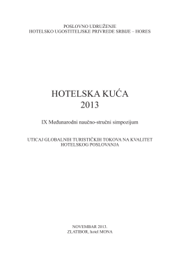 Zbornik radova - Hotelska kuća 2013.