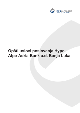 Opšti uslovi poslovanja - Hypo Alpe-Adria