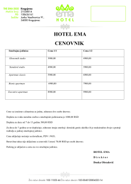 Preuzmite cenovnik - Hotel EMA Kragujevac