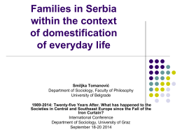Families in Serbia within the context of domestification of everyday life