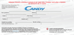 Candy - 40 meseci garancije formular - April-Jun