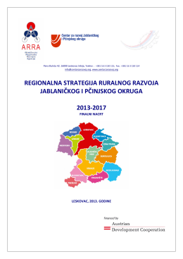 Regionalna strategija ruralnog razvoja Jablaničkog i Pčinjskog okruga