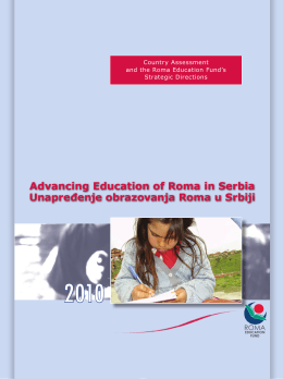 Advancing Education of Roma in Serbia Unapređenje obrazovanja