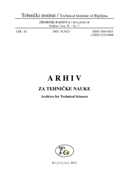 ARHIV ZA TEHNIČKE NAUKE Archives for Technical Sciences