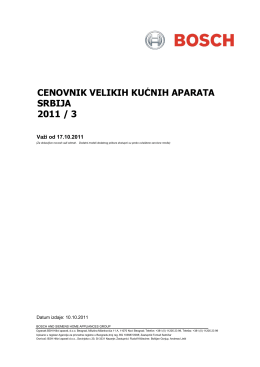 CENOVNIK VELIKIH KUĆNIH APARATA SRBIJA 2011 / 3