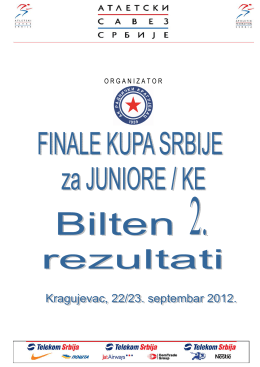 Резултати финала купа Србије за јуниоре, Крагујевац 2012.
