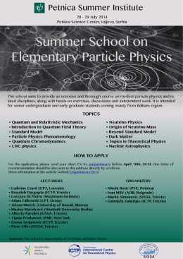 Summer School on Elementary Particle Physics