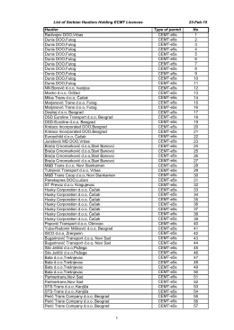 List of Serbian Hauliers Holding ECMT Licences 23-Feb