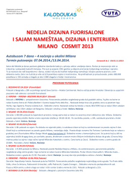 Program putovanja Sajam namestaja u Milanu COSMIT 2014