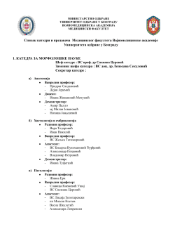Списак катедри и предавача - Војномедицинска академија