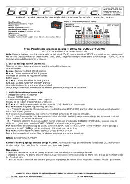 H00 oor Prog. Panelmetar-procesor za ulaz 4-20mA tip:VCR301