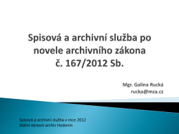 Spisová a archivní služba v roce 2012