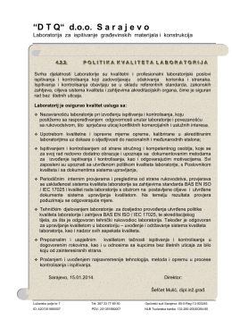 Politika kvalitete laboratorija pdf
