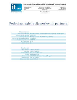 Podaci za registraciju poslovnih partnera