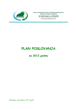 Plan poslovanja za 2012. godinu