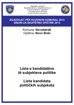 Lista e kandidatėve tė subjekteve politike Lista kandidata političkih