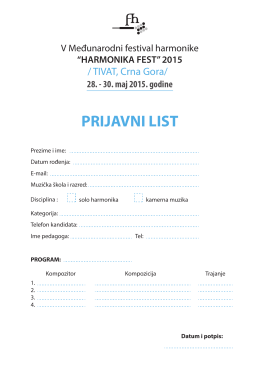 PRIJAVNI LIST - HARMONIKA FEST 2014