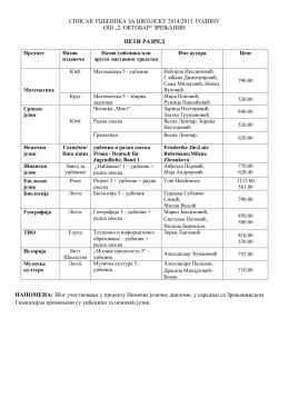 списак уџбеника за школску 2014/2015. годину ош