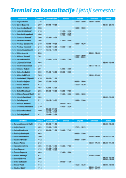 Termini za konsultacije Ljetnji semestar