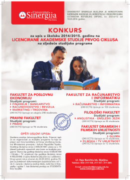 KONKURS - UPIS - Univerzitet Sinergija
