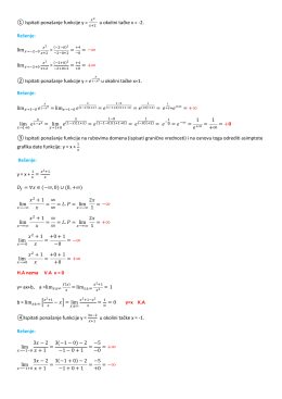 ① Ispitati ponašanje funkcije y = u okolini tačke x