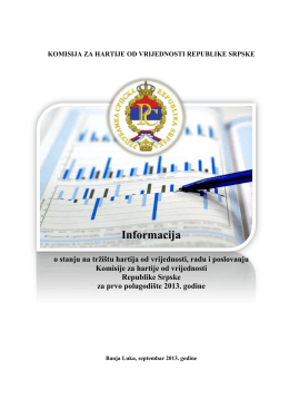 Informacija - Komisija za hartije od vrijednosti Republike Srpske