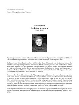 In memoriam Dr. Rajna Jovanović - Botanica Serbica