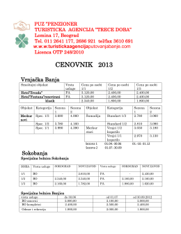 CENOVNIK 2013 - Turisticka agencija Trece doba