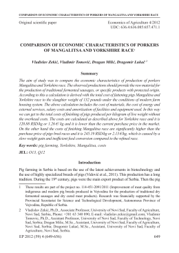 comparison of economic characteristics of porkers of mangalitsa and