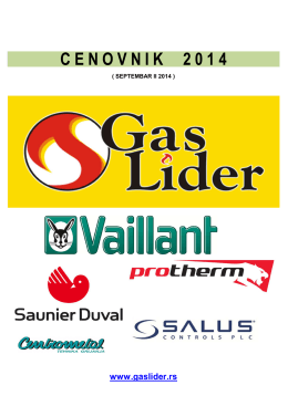 Cenovnik Gas Lider ( SEPTEMBAR 2014)