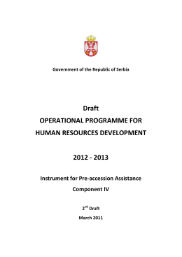 Draft OPERATIONAL PROGRAMME FOR HUMAN RESOURCES