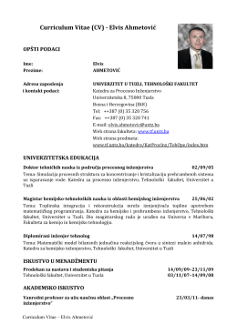 Curriculum Vitae (CV) - Elvis Ahmetović