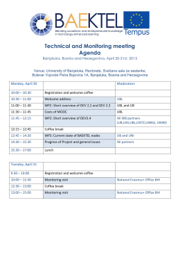 Technical and Monitoring meeting Agenda