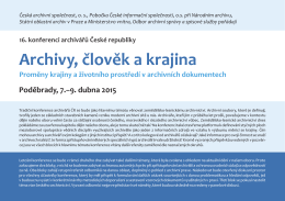 Pozvánka na konferenci - Česká archivní společnost