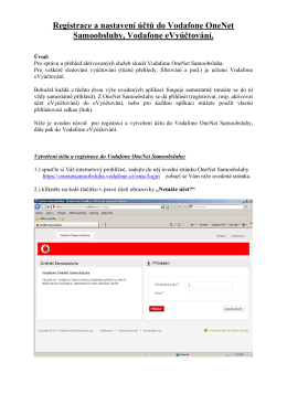Registrace a nastavení účtů do Vodafone OneNet Samoobsluhy
