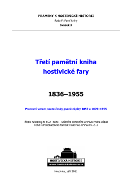 Třetí pamětní kniha hostivické farnosti 1836–1955