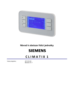Návod k obsluze řídící jednotky CLIMATIX 1