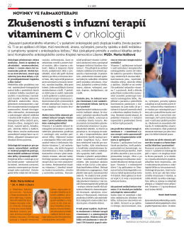 Zkušenosti s infuzní terapií vitaminem C v onkologii