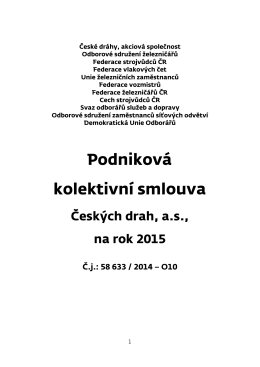 Podniková kolektivní smlouva Českých drah, a.s., na rok 2015