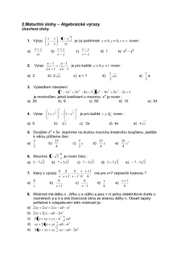 2.Maturitní úlohy – Algebraické výrazy